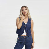 Chaleco Rusty Ryley Cropped Denim Blue