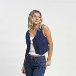 Chaleco Rusty Ryley Cropped Denim Blue