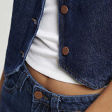 Chaleco Rusty Ryley Cropped Denim Blue